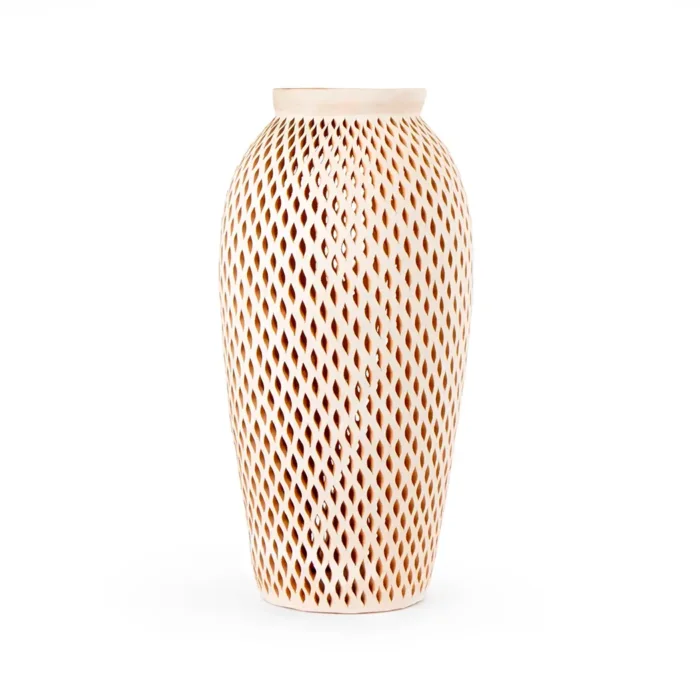 Jarrón de barro blanco calado 60 cm