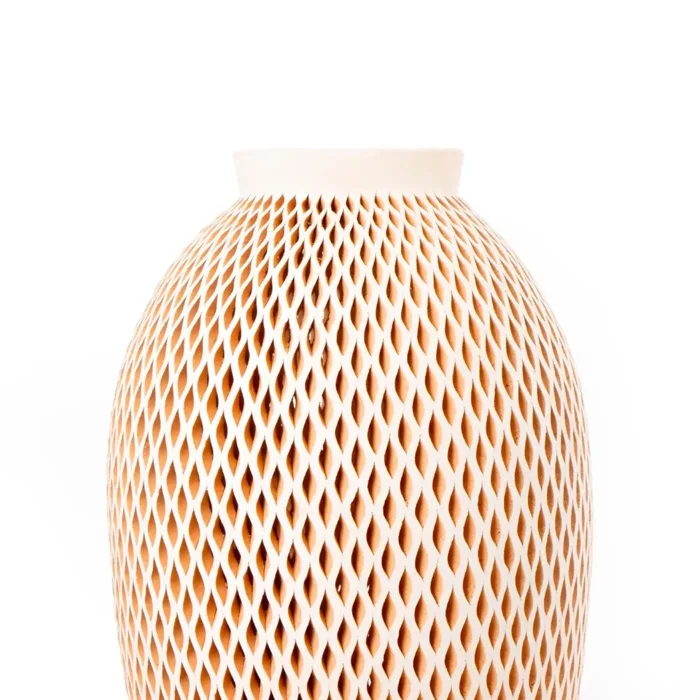 Jarrón de barro blanco calado 60 cm