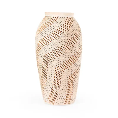 Jarrón de barro blanco calado 80 cm