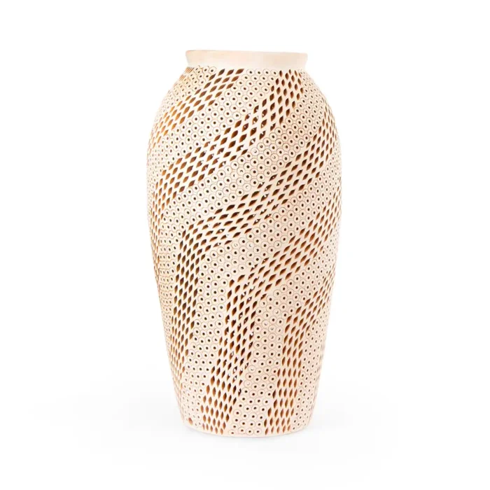 Jarrón de barro blanco calado 80 cm