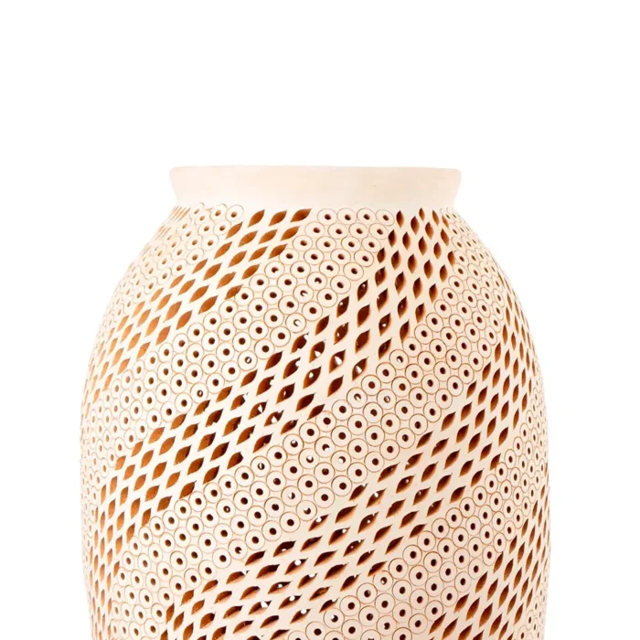 Jarrón de barro blanco calado 80 cm