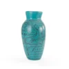 Large vase in Turquoise color, burnished earthenware
