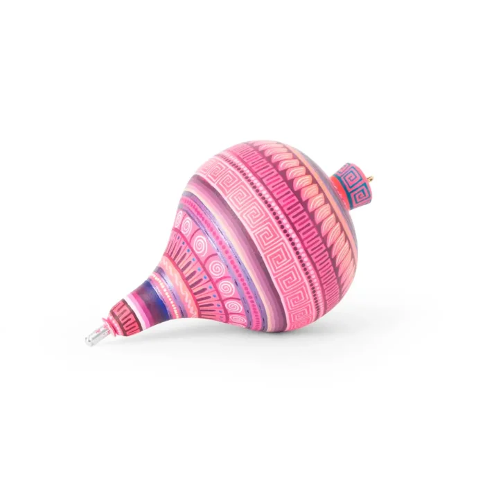 Large wooden spinning top with alebrije-like decoration