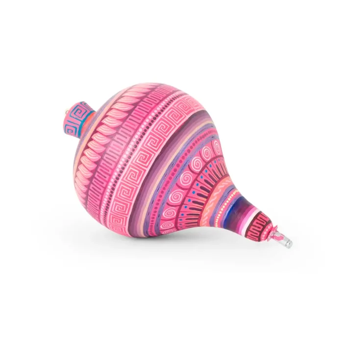 Large wooden spinning top with alebrije-like decoration