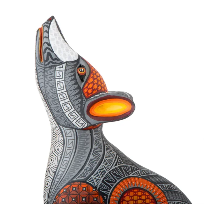 Alebrije Coyote gris y naranja