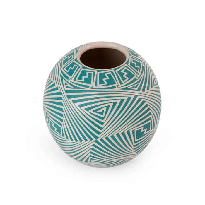 Olla líneas turquesa