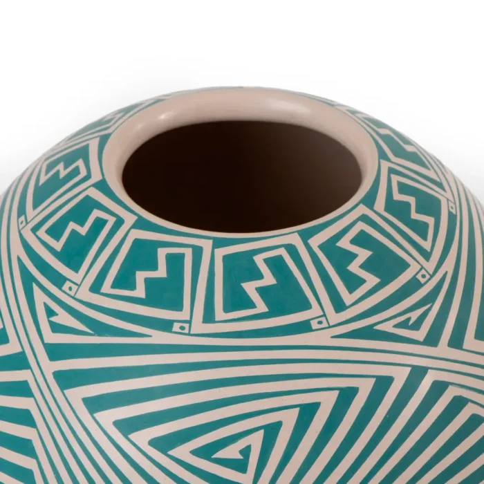 Olla líneas turquesa